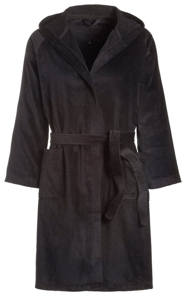 Vossen Unisex-Bademantel Texas, ideal für Sauna & Spa, Hotelbademantel, Morgenmantel, Kurzform, Webvelours, Kapuze, Gürtel, für Damen & Herren – Bild 2 von 4