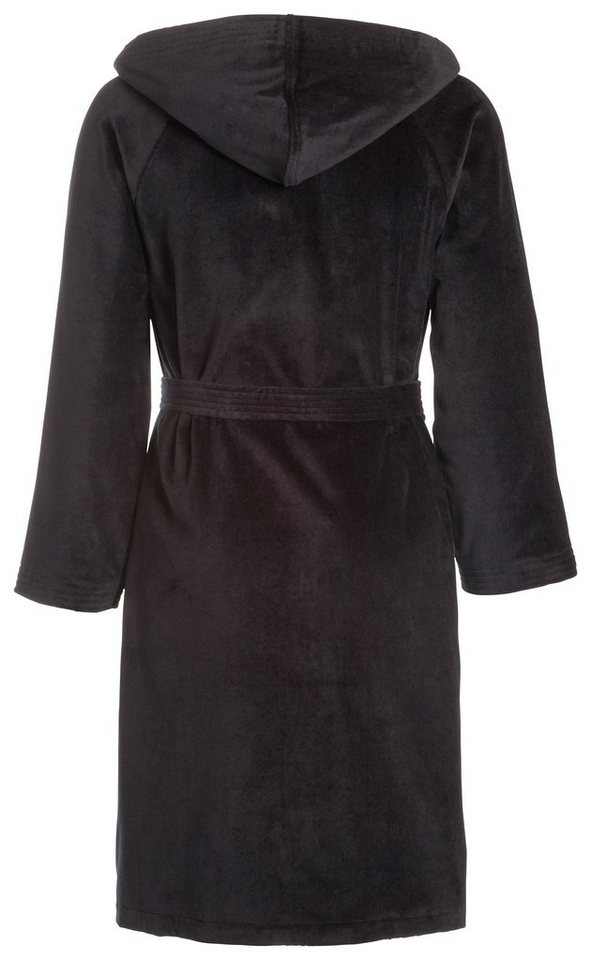 Vossen Unisex-Bademantel Texas, ideal für Sauna & Spa, Hotelbademantel, Morgenmantel, Kurzform, Webvelours, Kapuze, Gürtel, für Damen & Herren – Bild 3 von 4