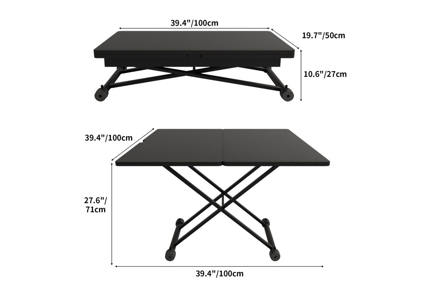 VOWNER Couchtisch 3-in-1, Höhenverstellbar & Ausziehbar, Esstisch, Wohnzimmertisch (1-St), Platzsparend & Umwandelbar für Ess- & Wohnzimmer – Bild 2 von 5