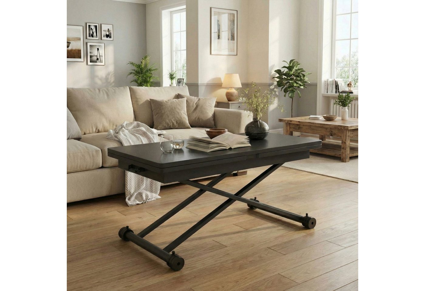 VOWNER Couchtisch 3-in-1, Höhenverstellbar & Ausziehbar, Esstisch, Wohnzimmertisch (1-St), Platzsparend & Umwandelbar für Ess- & Wohnzimmer – Bild 3 von 5