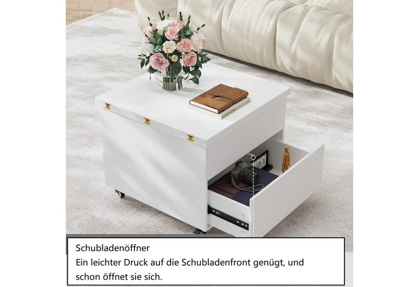 VOWNER Couchtisch Höhenverstellbar, 3-in-1-Multifunktions Wohnzimmer-Esstisch – Bild 3 von 5