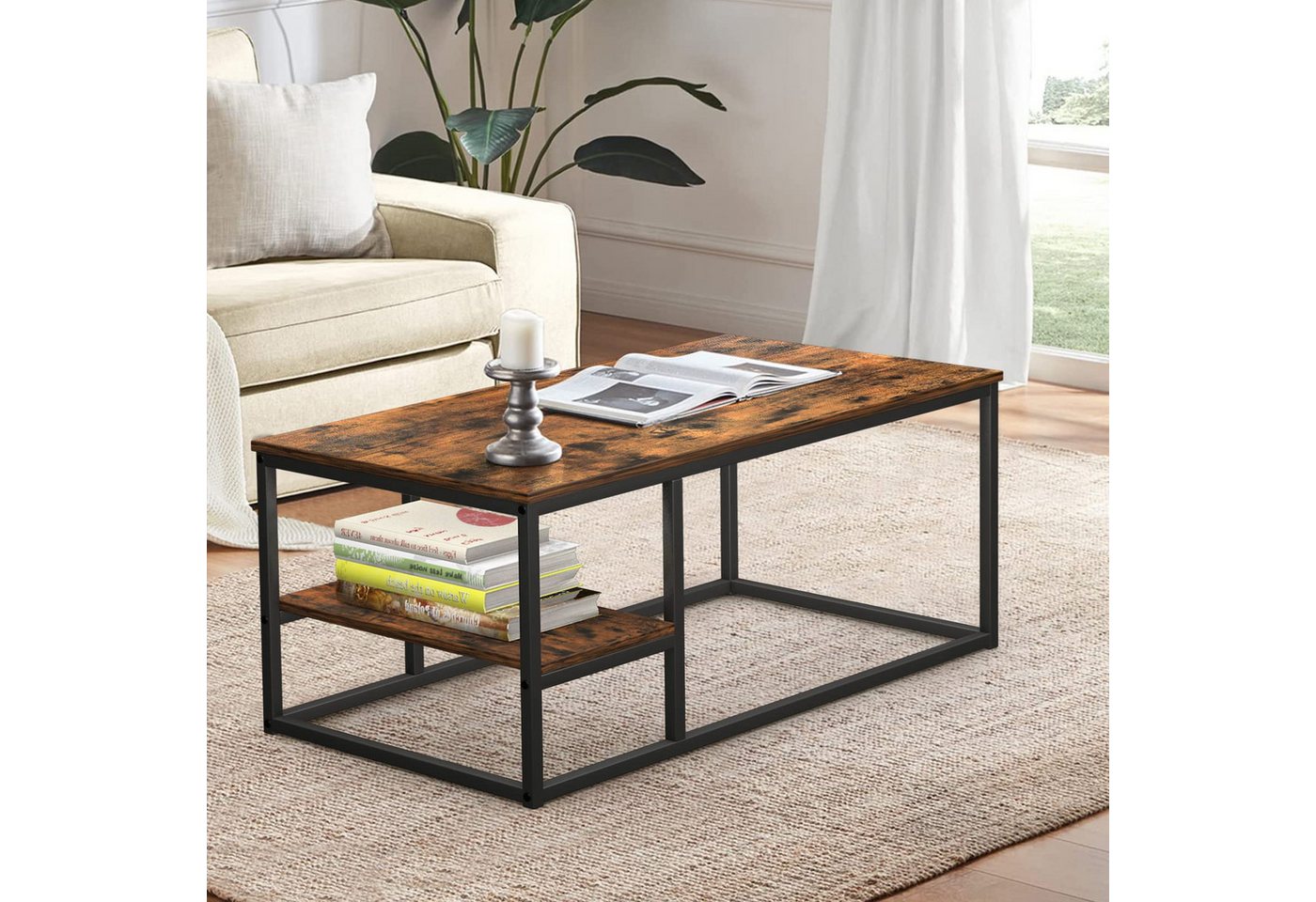VOWNER Couchtisch Wohnzimmer Tisch, Stahlrahmen (1er-Set), Antike Farbe – Bild 3 von 5