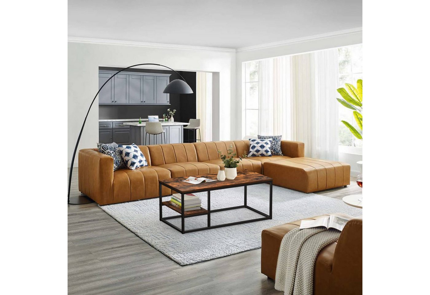 VOWNER Couchtisch Wohnzimmer Tisch, Stahlrahmen (1er-Set), Antike Farbe – Bild 4 von 5
