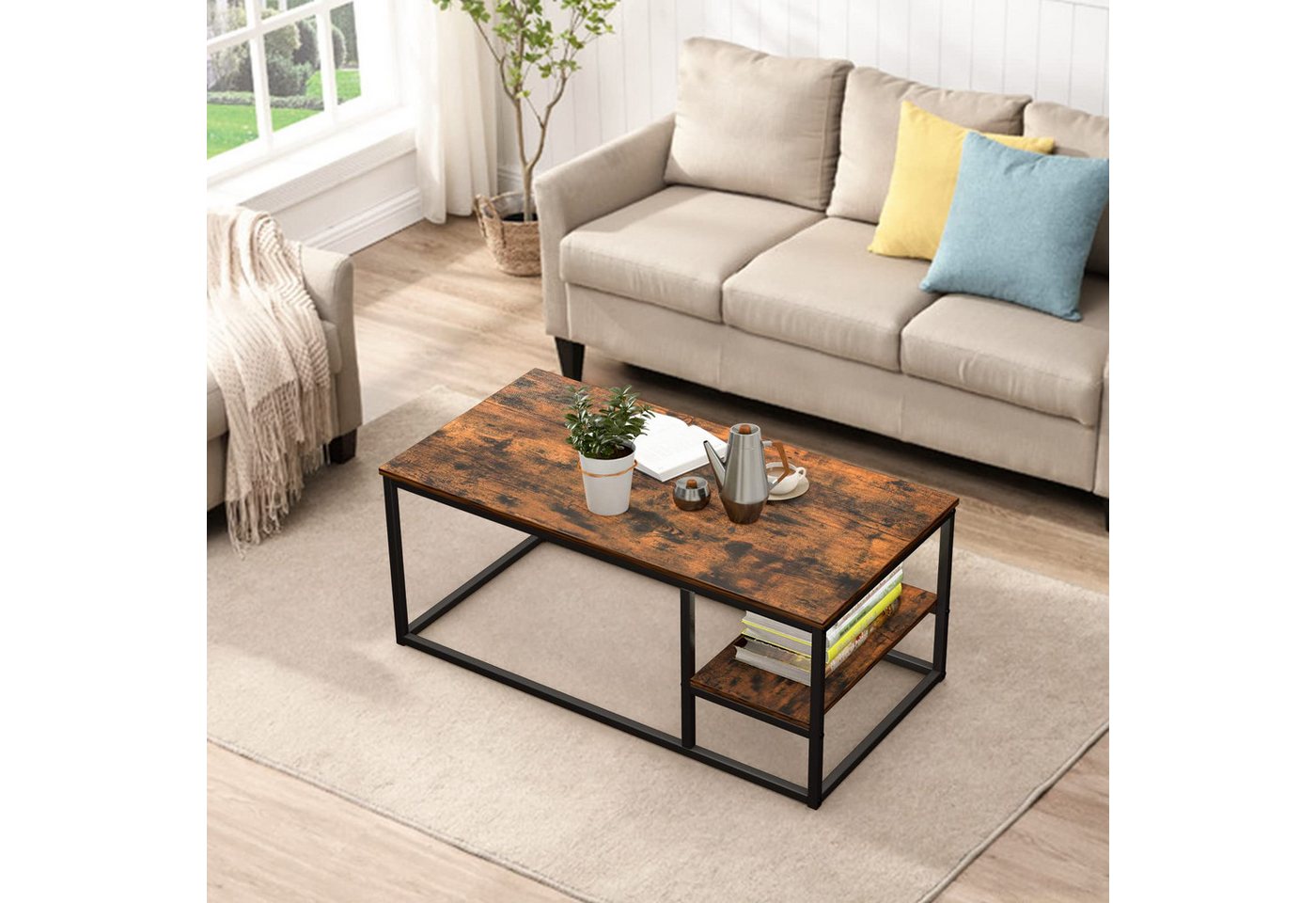 VOWNER Couchtisch Wohnzimmer Tisch, Stahlrahmen (1er-Set), Antike Farbe – Bild 5 von 5