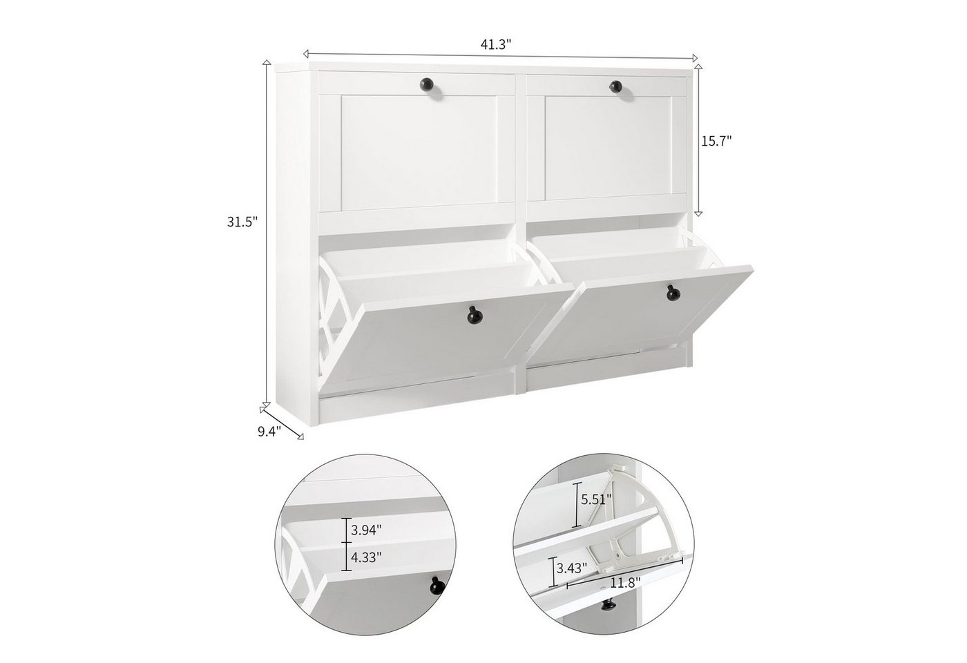 VOWNER Schuhschrank mit 4 Klappen, schmaler, 8 Fächer – Bild 2 von 5