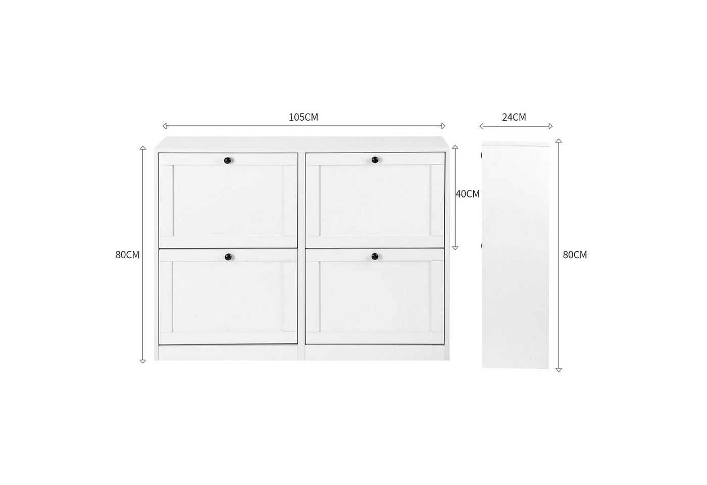 VOWNER Schuhschrank mit 4 Klappen, schmaler, 8 Fächer – Bild 3 von 5