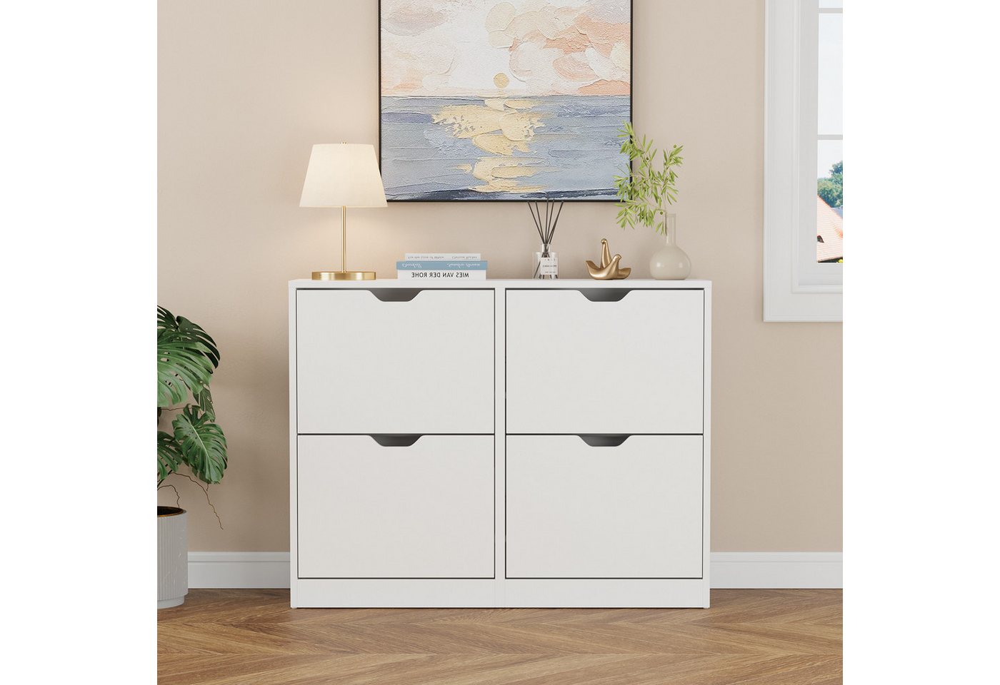 VOWNER Schuhschrank mit 4 Klappen, schmaler Schuhregal – Bild 5 von 5