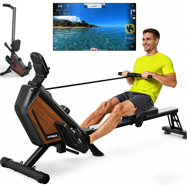 VOWVIT Rudermaschine magnetisch, 16 Widerstandsstufen, leiser Betrieb, App-kompatibel (1-tlg), bis 160 kg belastbar, vertikal platzsparend
