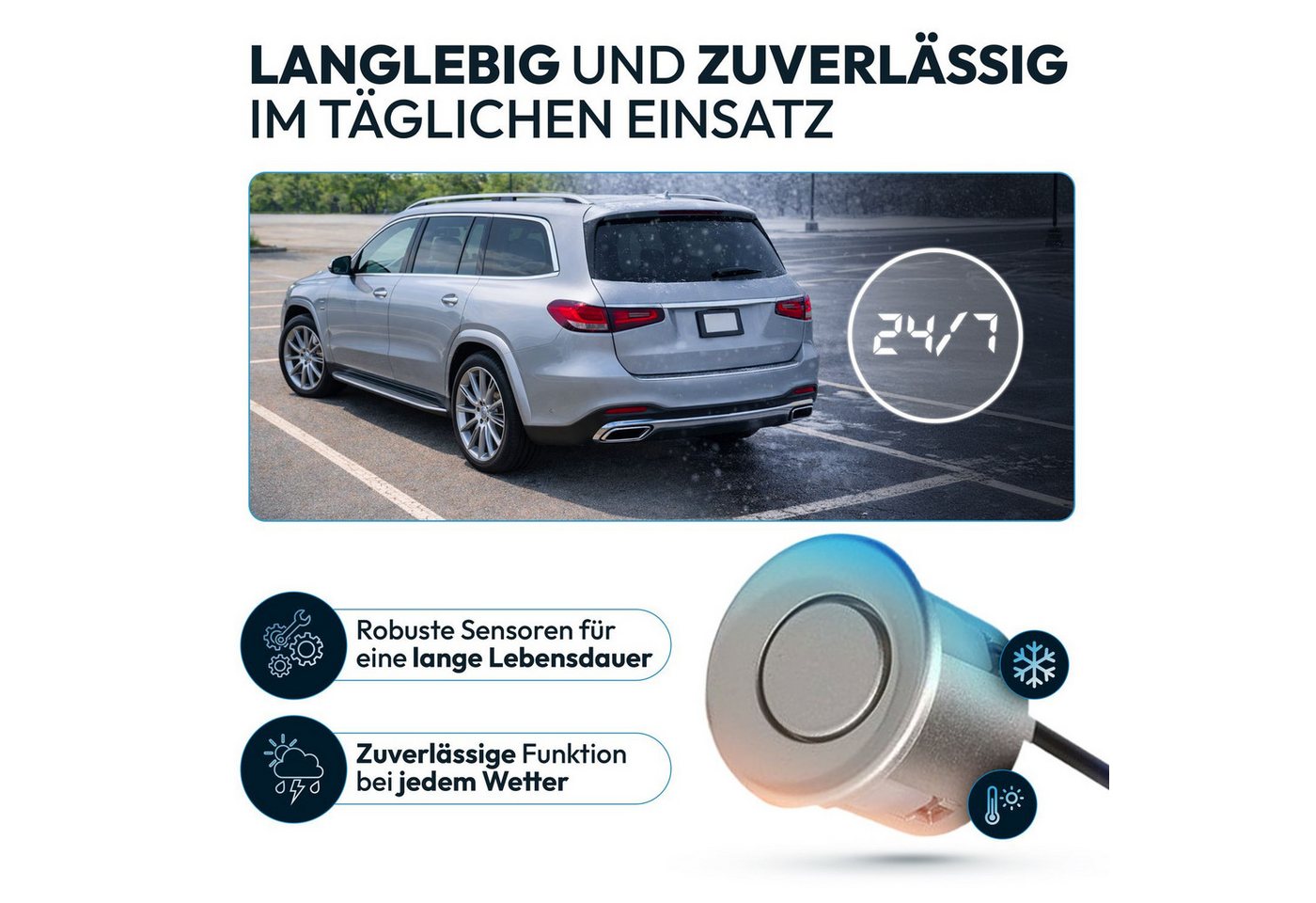 VSG24 Akustische Premium Einparkhilfe ECHO PLUS Parkhilfe zum nachrüsten PDC Rückfahrkamera (Rückfahrwarner mit Lautsprecher & 4 Sensoren Stecksystem Nachrüstsa – Bild 5 von 5