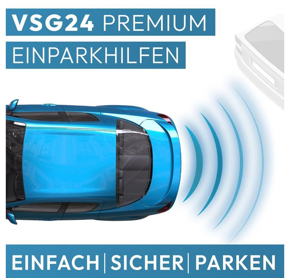 VSG24 Display Premium-Einparkhilfe ECHO PLUS Schwarz PDC-22121 Rückfahrkamera (4 x Parksensoren hinten mit Stecksystem, Parkhilfe inklusive Display) – Bild 2 von 5