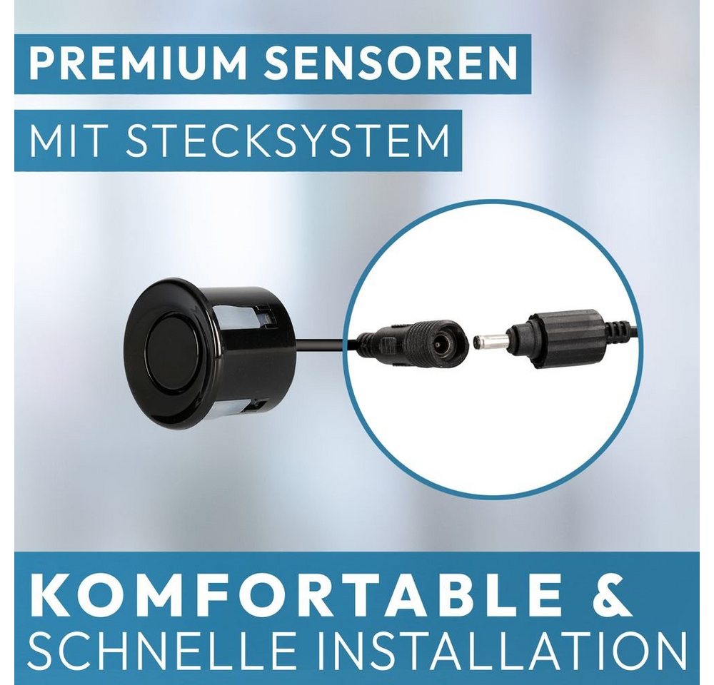 VSG24 Display Premium-Einparkhilfe ECHO PLUS Schwarz PDC-22121 Rückfahrkamera (4 x Parksensoren hinten mit Stecksystem, Parkhilfe inklusive Display) – Bild 5 von 5