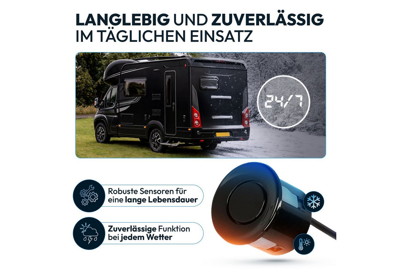 VSG24 Premium Kombi-Einparkhilfe ECHO PLUS Display Parkhilfe zum nachrüsten Rückfahrkamera (Rückfahrwarner mit Display & 8 Sensoren Stecksystem Nachrüstsatz PDC – Bild 5 von 5