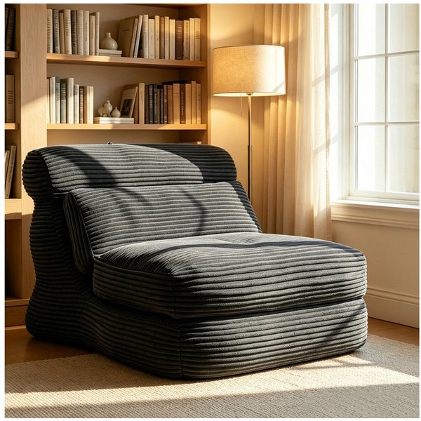 VUZINIC Sofa Umschlagbares Kordstoff-Bodensofa, verstellbarer Liegesessel, 1 Teile, abnehmbarer waschbarer Bezug für Wohn- & Schlafzimmer