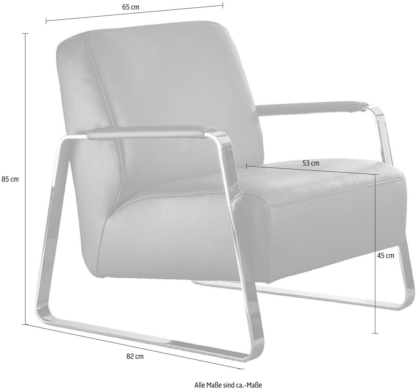 W.SCHILLIG Cocktailsessel quadroo Designsessel, Loungesessel, mit bezogenen Armlehnen, Gestell in Chrom glänzend – Bild 4 von 5