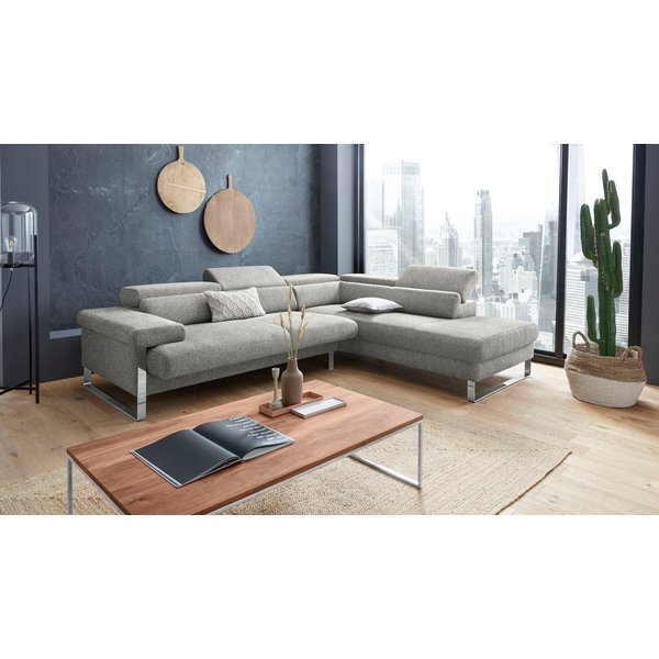 W.SCHILLIG Ecksofa finn, toller Sitzkomfort, L-Form, hochwertige Verarbeitungsdetails, German Design Award 2016, Fußgestell Chrom glänzend, Breite 281 cm
