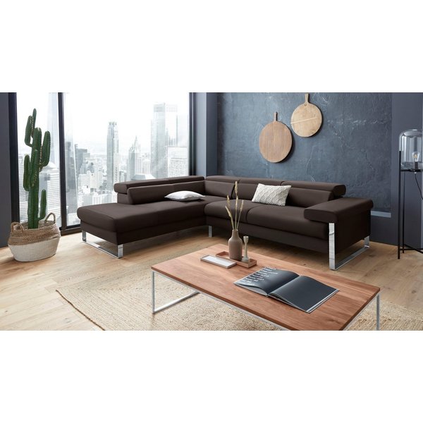 W.SCHILLIG Ecksofa finn, toller Sitzkomfort, L-Form, hochwertige Verarbeitungsdetails, German Design Award 2016, Fußgestell Chrom glänzend, Breite 281 cm