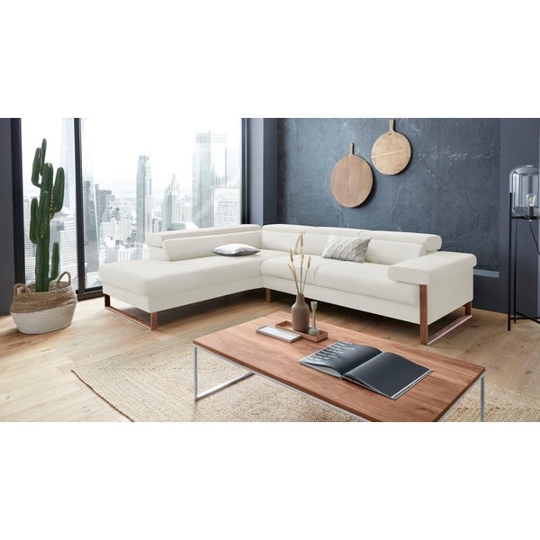 W.SCHILLIG Ecksofa finn, Designsofa mit tollem Sitzkomfort, bequem, L-Form, German Design Award 2016, Fußgestell Nussbaum natur, Breite 281 cm