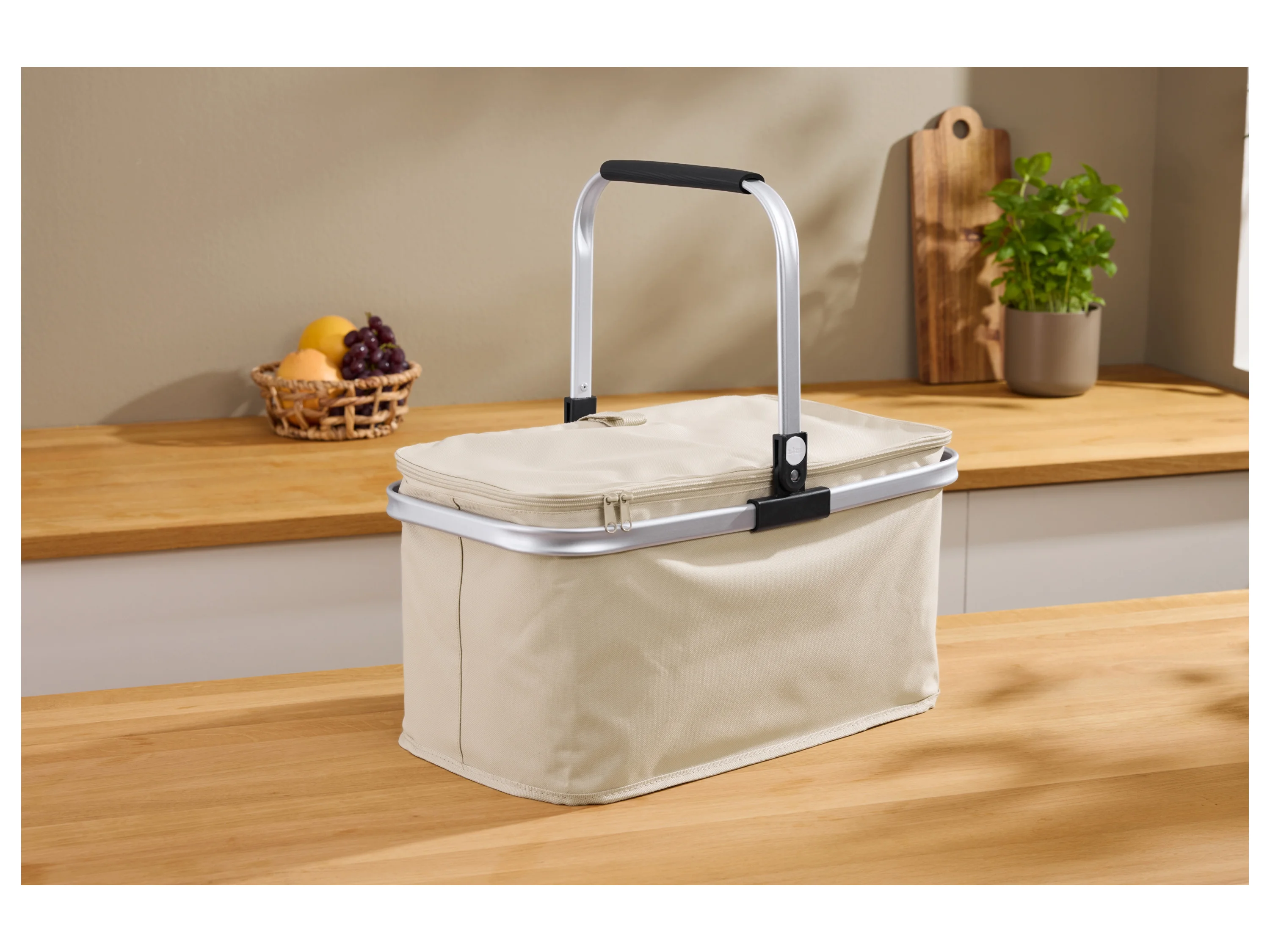 W5 Einkaufskorb mit Alurahmen, faltbar (Beige) – Bild 2 von 4