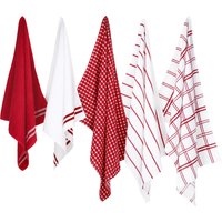 W5 Geschirr- und Handtuchset, 5er (rot/grau)