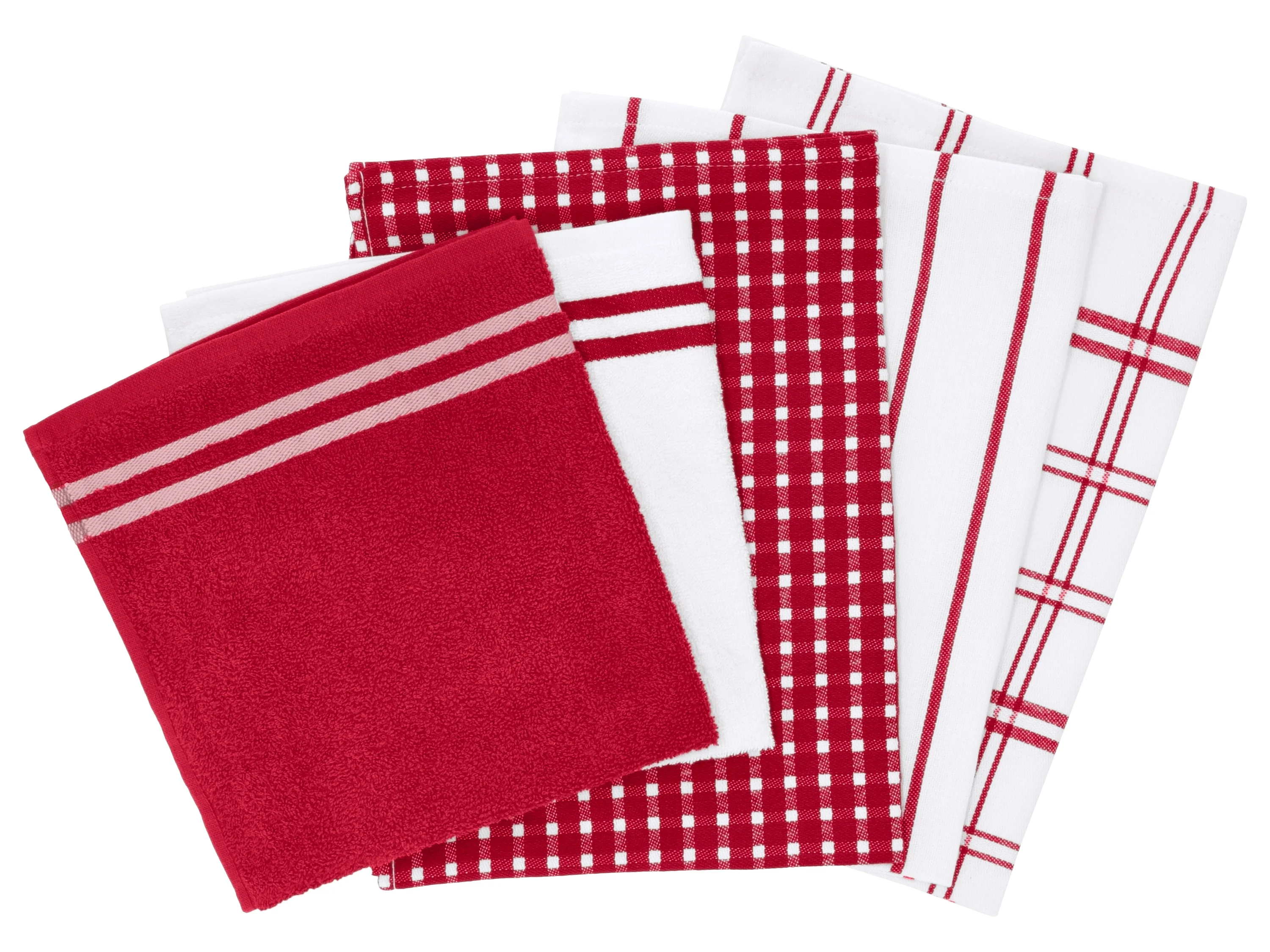 W5 Geschirr- und Handtuchset, 5er (rot/grau) – Bild 3 von 4