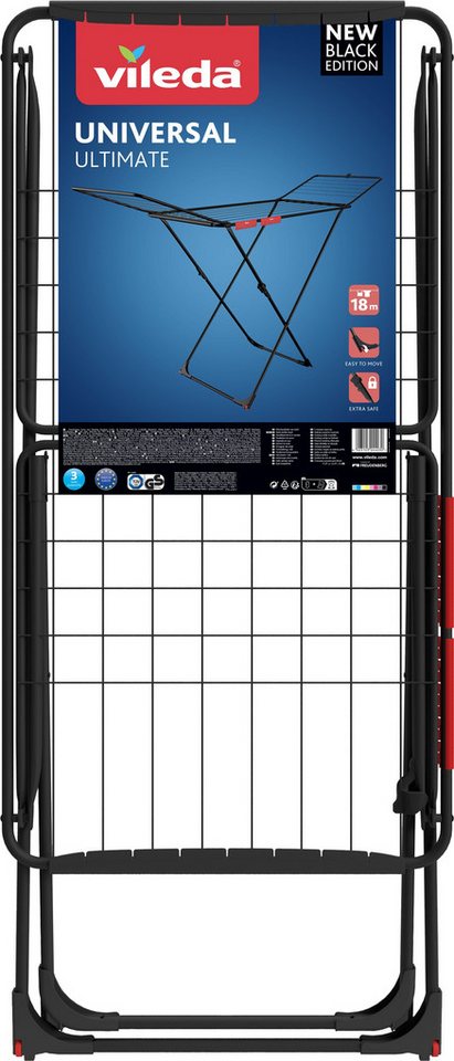 Vileda Wäscheständer Vileda UNIVERSAL Ultimate Wäscheständer, Mattschwarze Stahloberfläche – Bild 2 von 3
