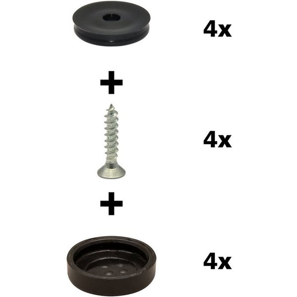 WAGNER design yourself Klick-Gleiter QuickClick® Möbelgleiter, Stuhlgleiter, Kunststoffgleiter, I 4er-Set zum Anschrauben I 4x Basis + Schraube + Gleiteinsatz a