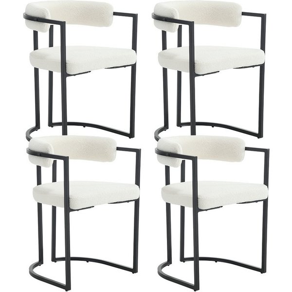 WAHSON OFFICE CHAIRS Esszimmerstuhl 2/4er Set Samt/Kunstleder/Kunstfell-Eckstühle, schwarze Metallbeine (4 St)