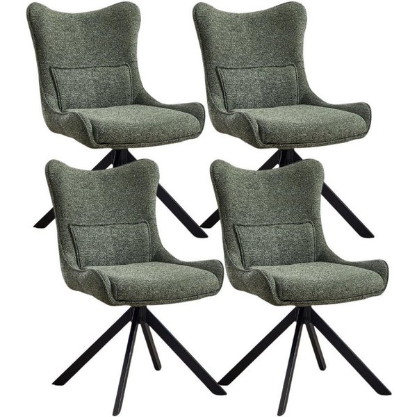 WAHSON OFFICE CHAIRS Esszimmerstuhl 360°Drehbar Esszimmerstühle 2er Set Drehstuhl Chenille mit Metallbeine (4 St)