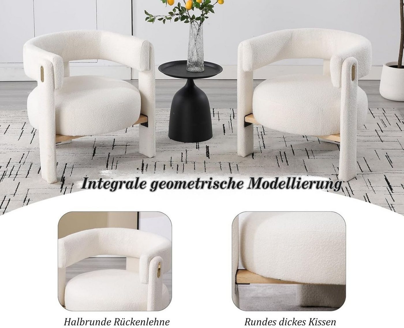 WAHSON OFFICE CHAIRS Ohrensessel Moderner Loungesessel mit hoher Rückenlehne für Wohn- & Schlafzimmer – Bild 5 von 5