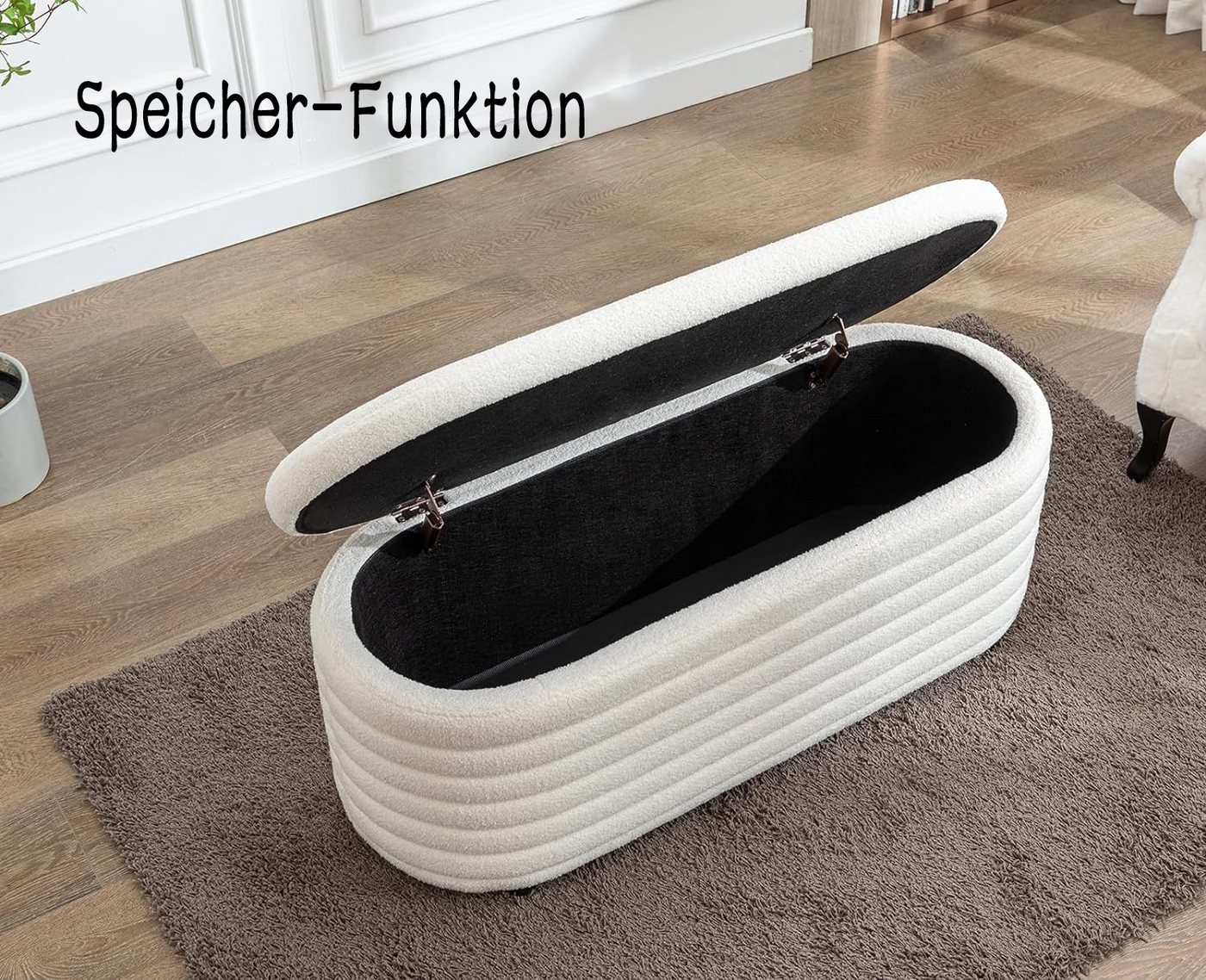 WAHSON OFFICE CHAIRS Sitzhocker Teddystoff Sitzbank mit Stauraum, Moderner Fußbank – Bild 4 von 5