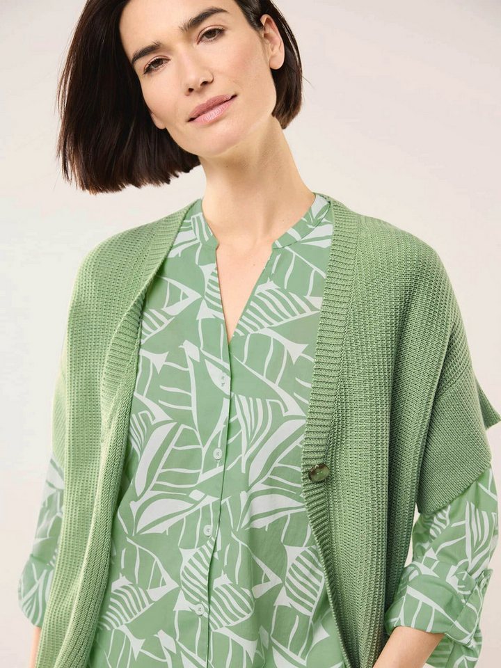 Walbusch Langarmbluse Damen Baumwollbluse V-Ausschnitt Langarm Regular Fit Leichter Voile-Sommerbluse, atmungsaktiv, Krempelärmel, pflegeleicht – Bild 3 von 4