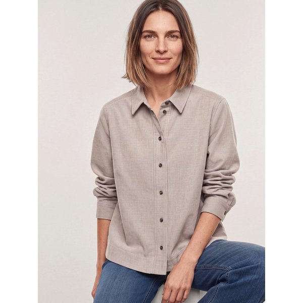 Walbusch Langarmbluse Damen Two-Tone Cord Bluse Boxi Blusenkragen Langarm, modisch, pflegeleicht, atmungsaktiv, wärmend