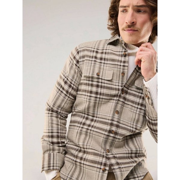Walbusch Langarmhemd Herren Flanell-Overshirt Regular fit Kentkragen Langarm, modern, pflegeleicht, atmungsaktiv, wärmend