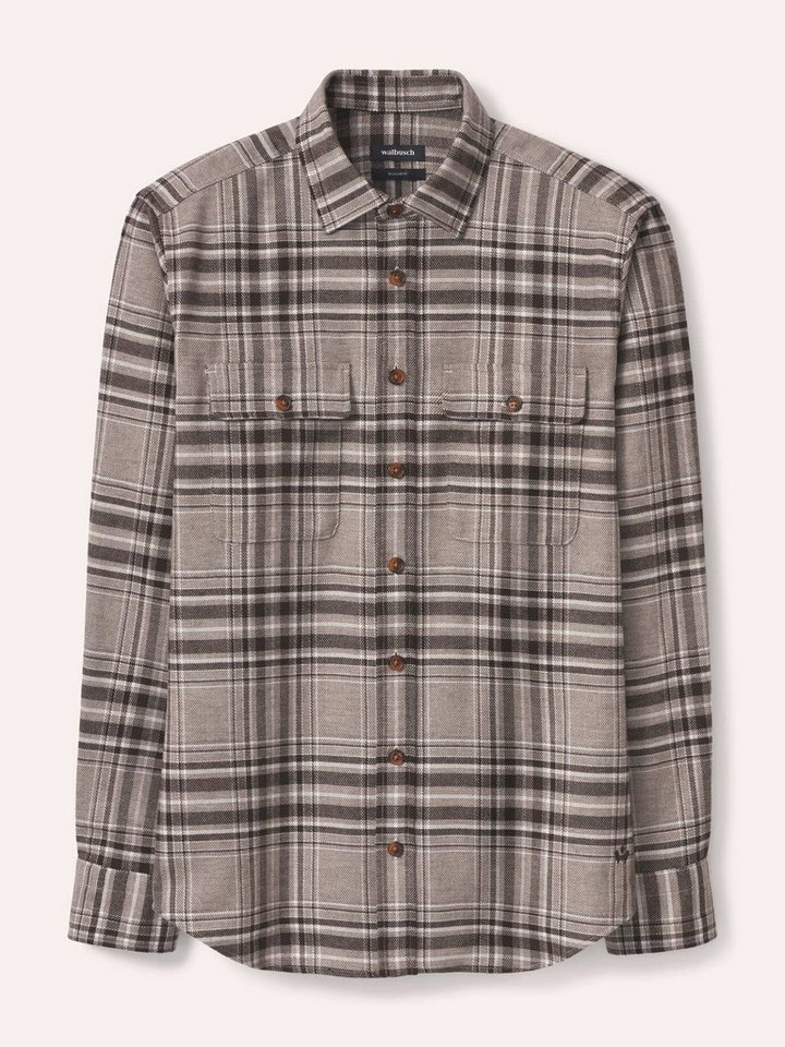 Walbusch Langarmhemd Herren Flanell-Overshirt Regular fit Kentkragen Langarm, modern, pflegeleicht, atmungsaktiv, wärmend – Bild 2 von 4