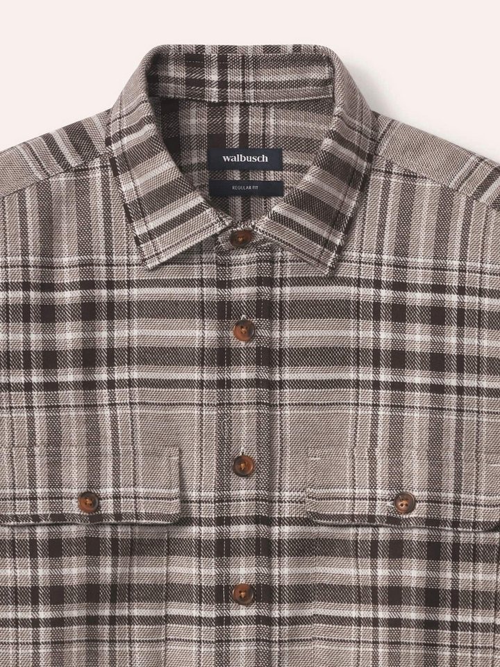 Walbusch Langarmhemd Herren Flanell-Overshirt Regular fit Kentkragen Langarm, modern, pflegeleicht, atmungsaktiv, wärmend – Bild 4 von 4