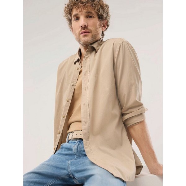 Walbusch Langarmhemd Herren Überfärber Baumwollhemd Regular Fit Langarm Garment-dyed Twill, Relax-Kragen, verdeckter Button-down