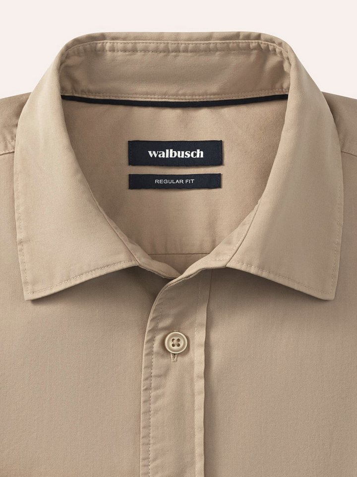 Walbusch Langarmhemd Herren Überfärber Baumwollhemd Regular Fit Langarm Garment-dyed Twill, Relax-Kragen, verdeckter Button-down – Bild 4 von 4