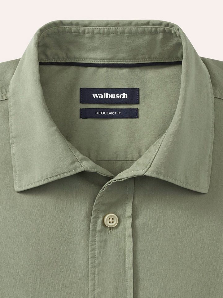 Walbusch Langarmhemd Herren Überfärber Baumwollhemd Regular Fit Langarm Garment-dyed Twill, Relax-Kragen, verdeckter Button-down – Bild 4 von 4