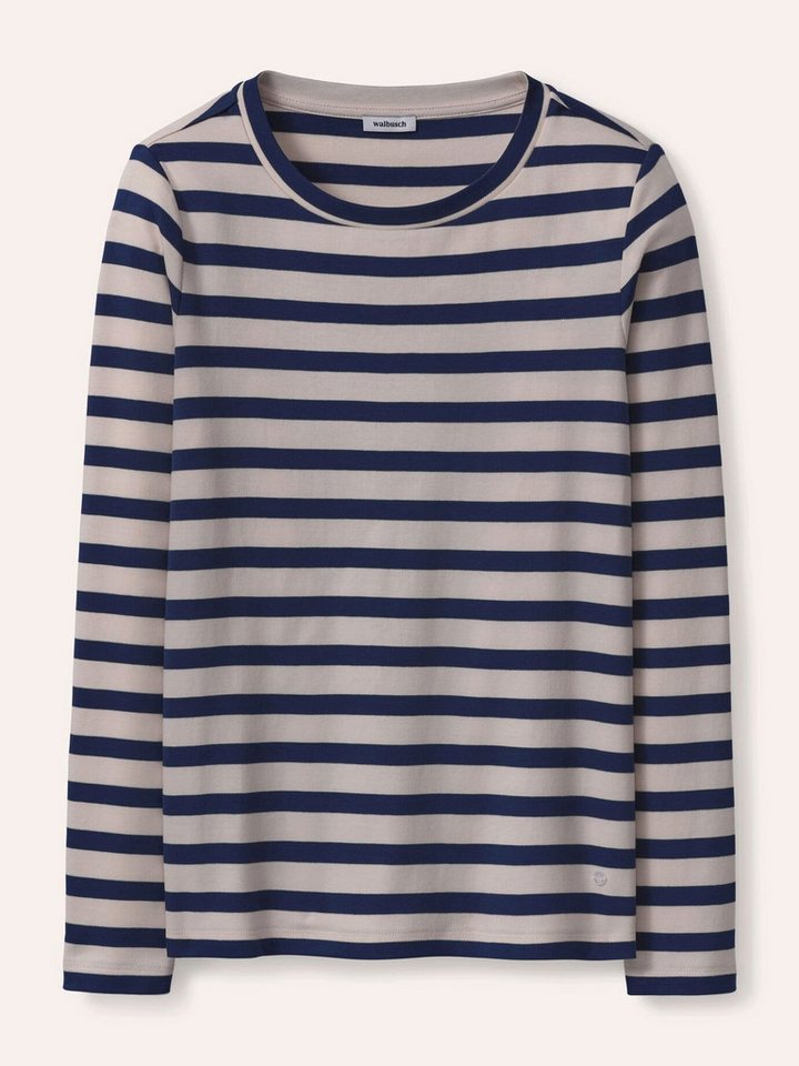 Walbusch Langarmshirt Damen Baumwollshirt mit Ringel Rundhals Langarm, pflegeleicht – Bild 2 von 4