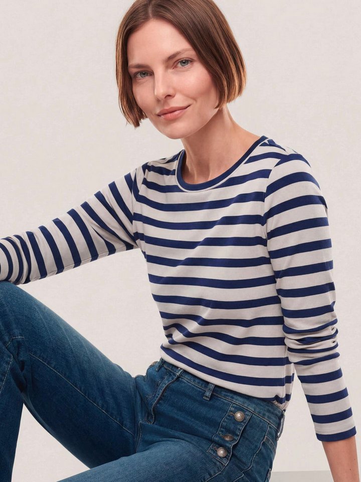 Walbusch Langarmshirt Damen Baumwollshirt mit Ringel Rundhals Langarm, pflegeleicht – Bild 3 von 4