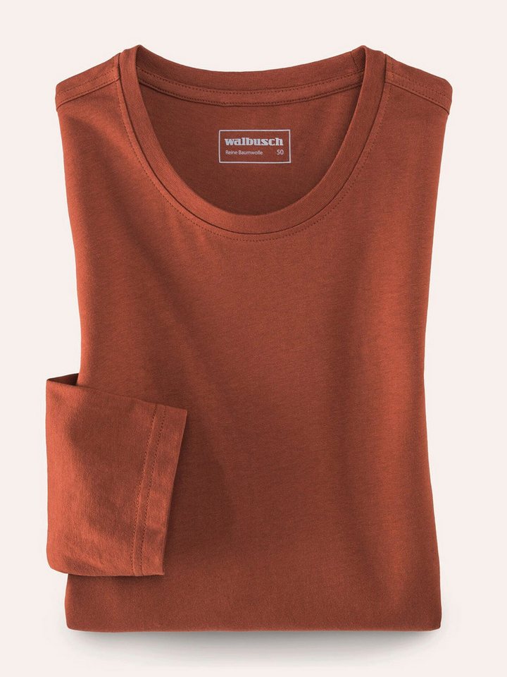 Walbusch Langarmshirt Herren Langarm-Shirt Rundhalsausschnitt Baumwolle pflegeleicht Jersey mit seidigem Griff, leichter Glanz, farbbeständig, formstabil – Bild 2 von 5