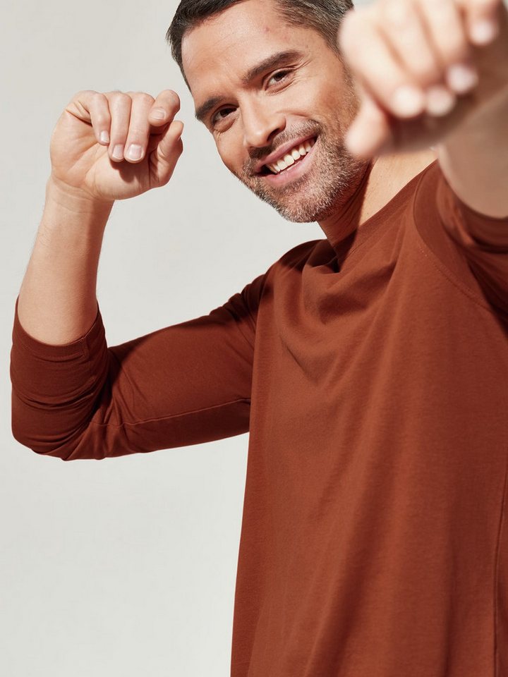 Walbusch Langarmshirt Herren Langarm-Shirt Rundhalsausschnitt Baumwolle pflegeleicht Jersey mit seidigem Griff, leichter Glanz, farbbeständig, formstabil – Bild 4 von 5