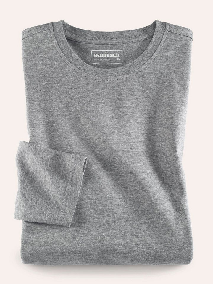 Walbusch Langarmshirt Herren Langarm-Shirt Rundhalsausschnitt Baumwolle pflegeleicht Jersey mit seidigem Griff, leichter Glanz, farbbeständig, formstabil – Bild 2 von 5