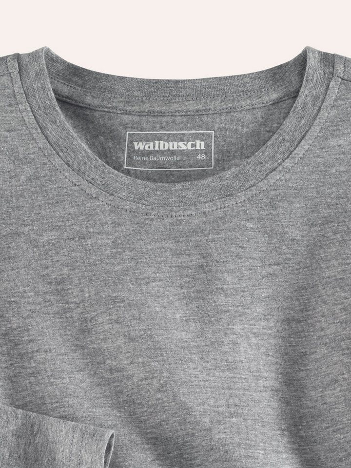 Walbusch Langarmshirt Herren Langarm-Shirt Rundhalsausschnitt Baumwolle pflegeleicht Jersey mit seidigem Griff, leichter Glanz, farbbeständig, formstabil – Bild 3 von 5