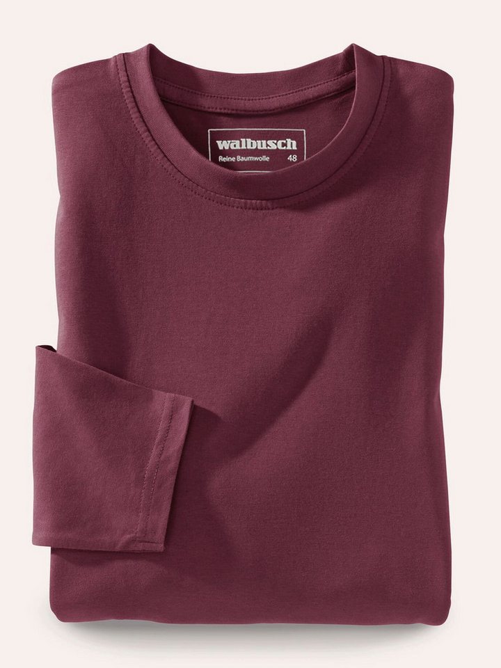Walbusch Langarmshirt Herren Langarm-Shirt Rundhalsausschnitt Baumwolle pflegeleicht – Bild 2 von 5