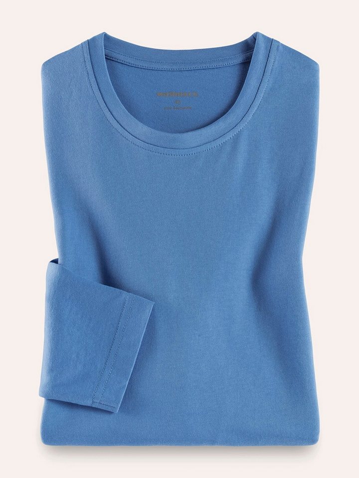 Walbusch Langarmshirt Herren Langarm-Shirt Rundhalsausschnitt Baumwolle pflegeleicht Jersey mit seidigem Griff, leichter Glanz, farbbeständig, formstabil – Bild 2 von 5