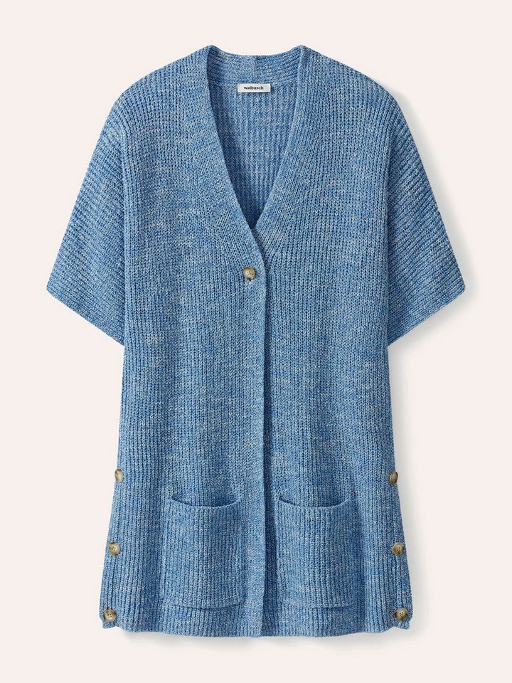 Walbusch Longweste Damen Longstrickweste mit Kimonoärmeln pflegeleicht V-Ausschnitt, 2 aufgesetzte Taschen, italienisches Garn, meliert – Bild 2 von 4