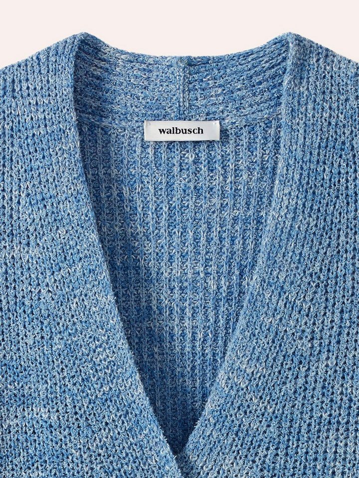 Walbusch Longweste Damen Longstrickweste mit Kimonoärmeln pflegeleicht V-Ausschnitt, 2 aufgesetzte Taschen, italienisches Garn, meliert – Bild 4 von 4