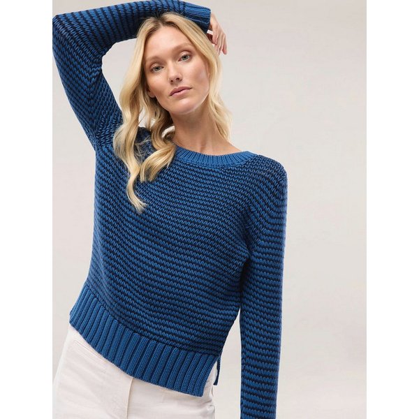 Walbusch Rundhalspullover Damen Pullover mit dezentem Streifen Rundhals Langarm, modern
