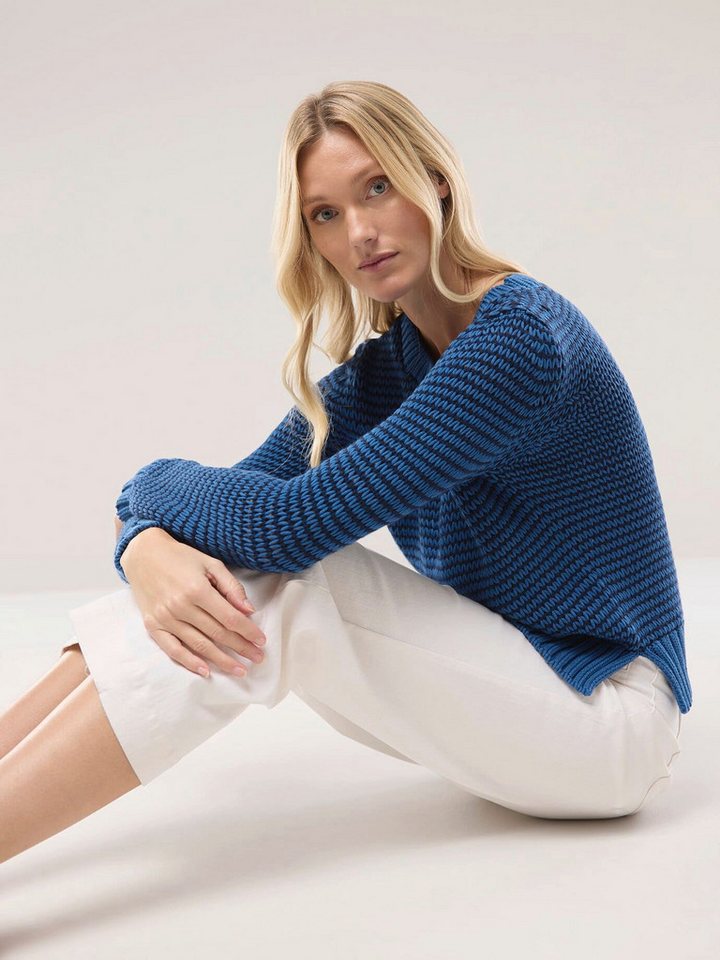 Walbusch Rundhalspullover Damen Pullover mit dezentem Streifen Rundhals Langarm, modern – Bild 3 von 4